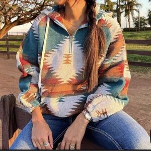 Vici Multicolor Aztec Hoodie small
